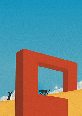 Architecture and two cats