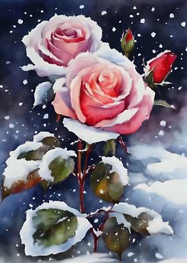 Roses covered with snow 2