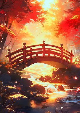 River Stream Fall Bridge