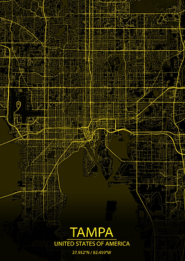 Tampa Florida White Map
