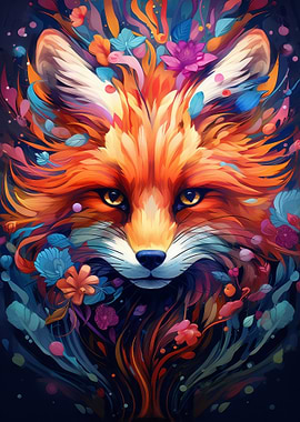 Red Fox Potrait Abstract