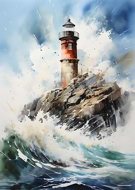Lighthouse in storm