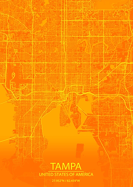 Tampa Florida Orange Map