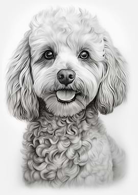 White Poodle drawing