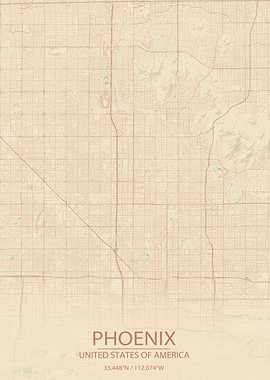 Phoenix ArizonaVintage Map