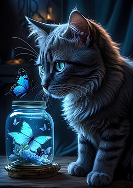 Cat with butterfly