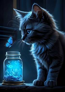 Cat with butterfly