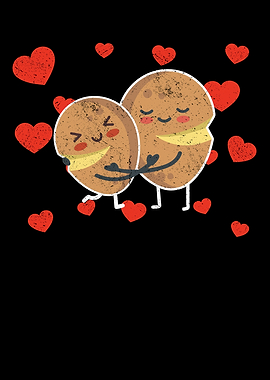Cute Potato Couple Hugging