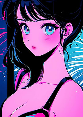 retro beautiful anime girl