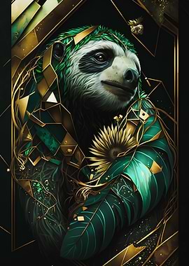 Abstract Sloth Green Gold