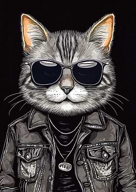 Rock Star Cat Vintage