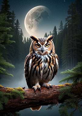 Owl Forest Moon