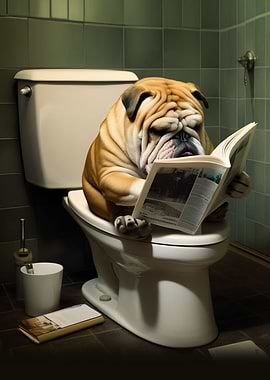 Dog in the bathroom