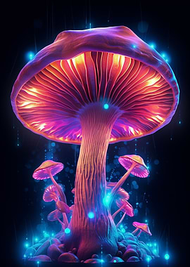 Neon Psychedelic Mushroom