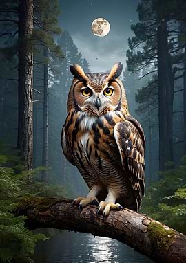 Owl Forest Moon