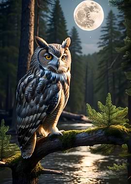 Owl Forest Moon