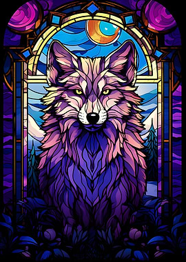 Wolf Magenta Night Abstrac