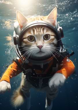 Funny Diving Scuba Cat