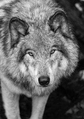 a wolf looking at the cam