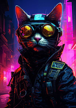 Cyberpunk Worker Cat Paint