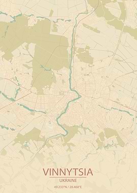Vinnytsia UA Vintage Map