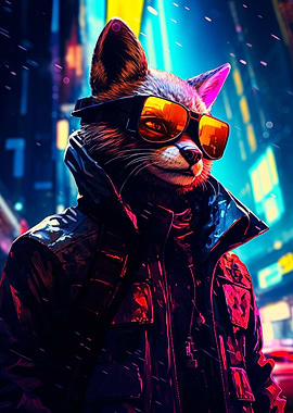 The Cyberpunk Raccoon Art