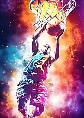 basketball player dunking