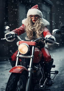 Mother Christmas on a bike