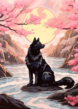 cherry blossom wolf