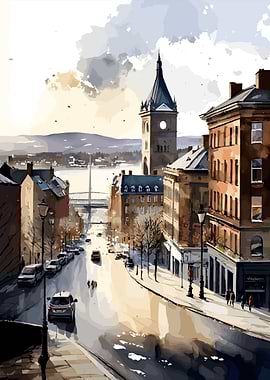 Oslo Norway Watercolor