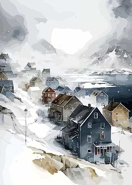 Nuuk Greenland Watercolor