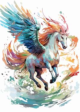 Myth Pegasus Watercolor