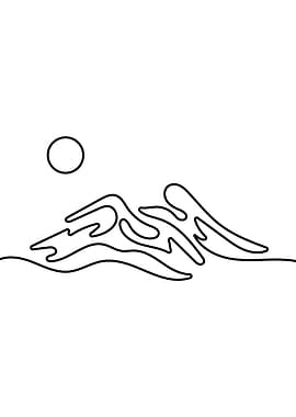 Minimal Mountains Line Art