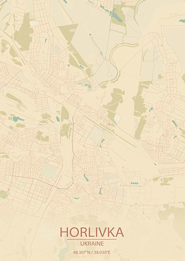 Horlivka UA Vintage Map
