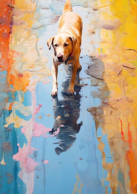 Dog Walking in Paint