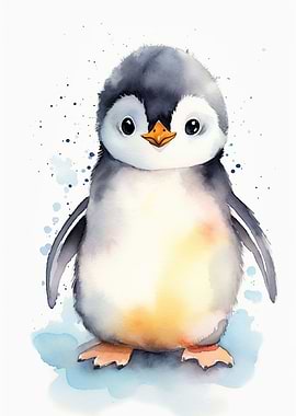 Penguin Watercolor Birds