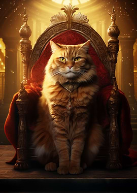 Queen Orange Cat Throne