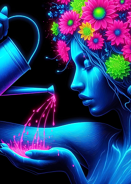 Women Flower Neon