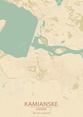 Kamianske UA Vintage Map