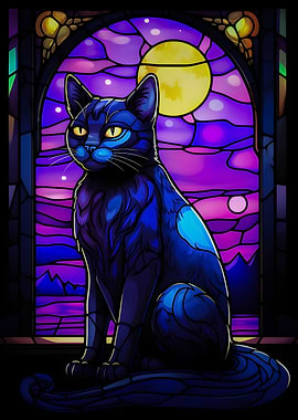 Abstract Russian Blue Cat