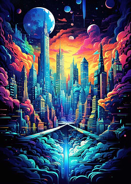 Futuristic sky city