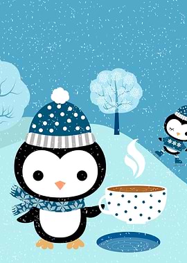 Penguin with Coffee Cup
