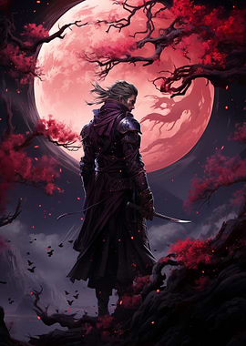 red moon samurai japan