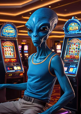 Blue Alien at the Casino