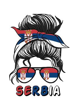 Serbia Flag Girls Serbian