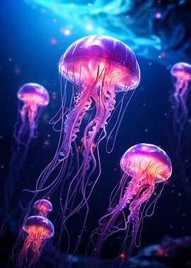 neon jellyfish glowing