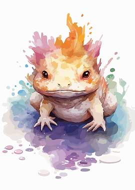 Cute Axolotl Watercolor
