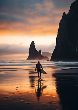 Surfer Ocean Landscape