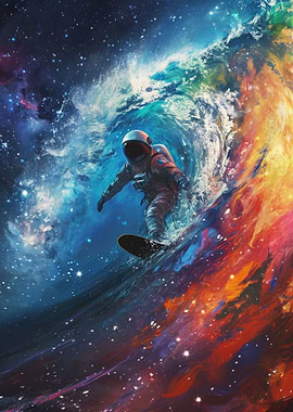 Astronaut Cosmic Surfing