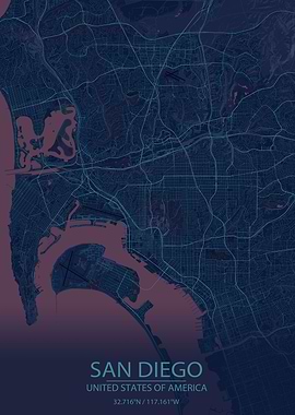 San Diego Blue Purple Map
